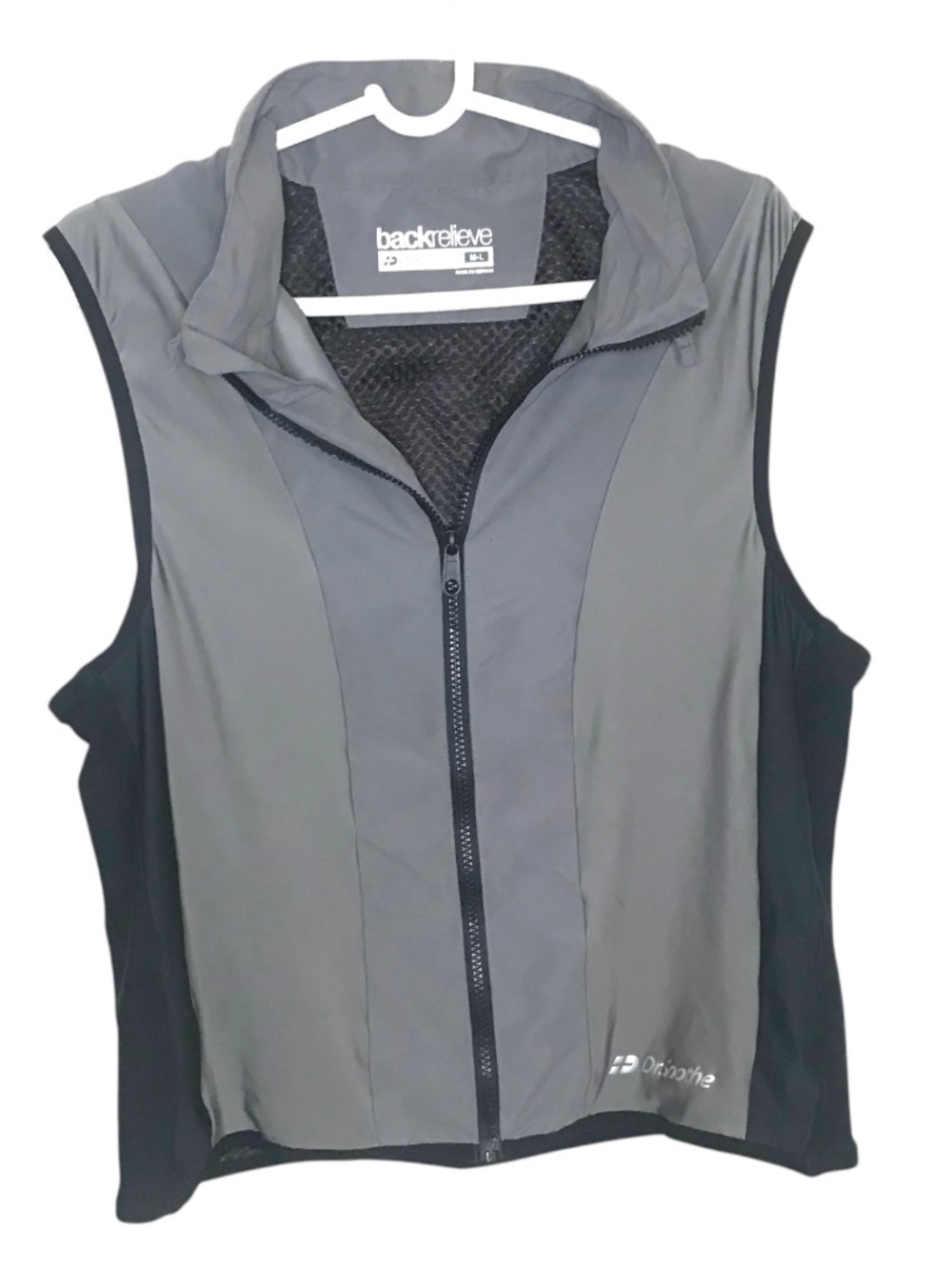 Dr. Soothe Backrelieve Athletic Zip Vest M/L Gray Performance Workout Top